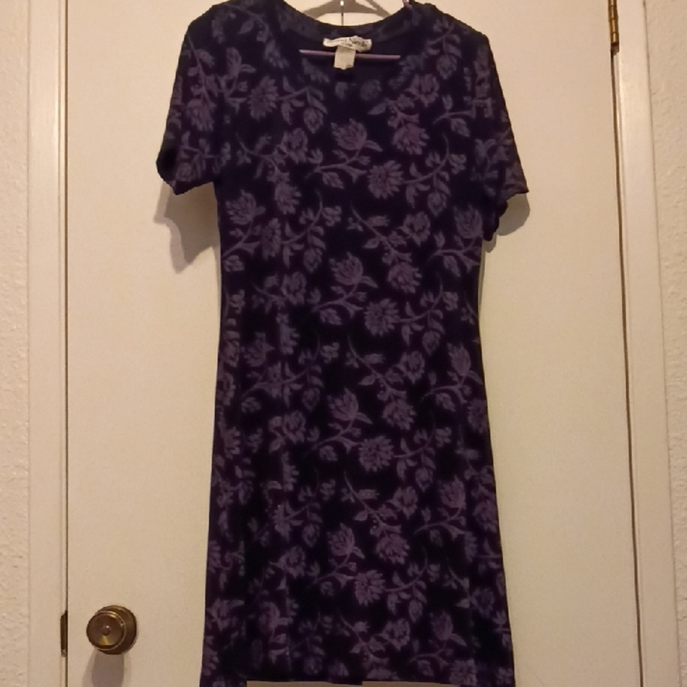 Ronni Nicole Dark Purple Floral Midi Dress. Size 10.
